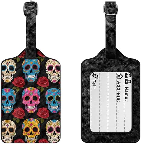 Sugar Skulls Luggage Tags for Suitcases Travel ID Bag Tags - skull suitcase
