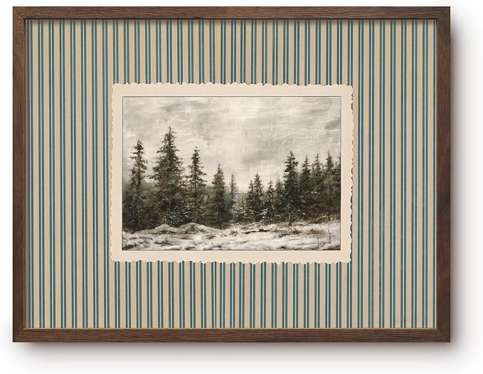 Vintage Christmas Wall Art Framed Winter Scene Canvas Prints 8x10 In - skull painting