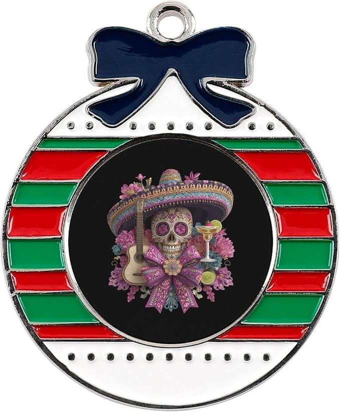 Sugar Skull with Sombrero Halloween Decor Alloy Xmas Ornaments Circular - skull inflatable