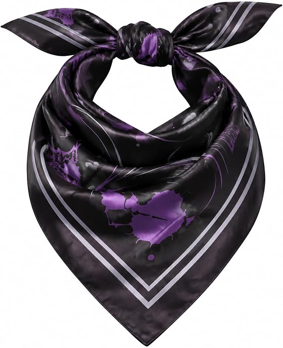 Halloween Headband Scarf for Women Men 27"X27" Satin Silk Gothic Bandanas - skull headband