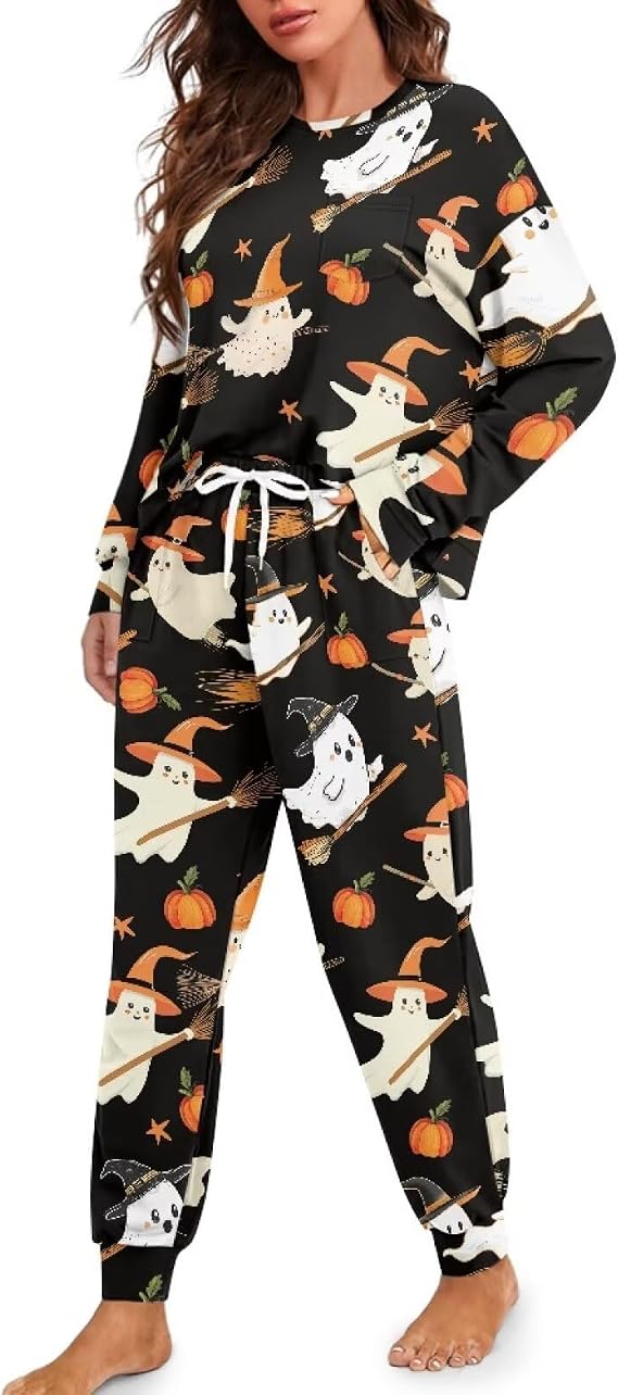 2 Piece Pajama Sets Fall Soft Long Sleeve Pjs with Pants - skull pajamas