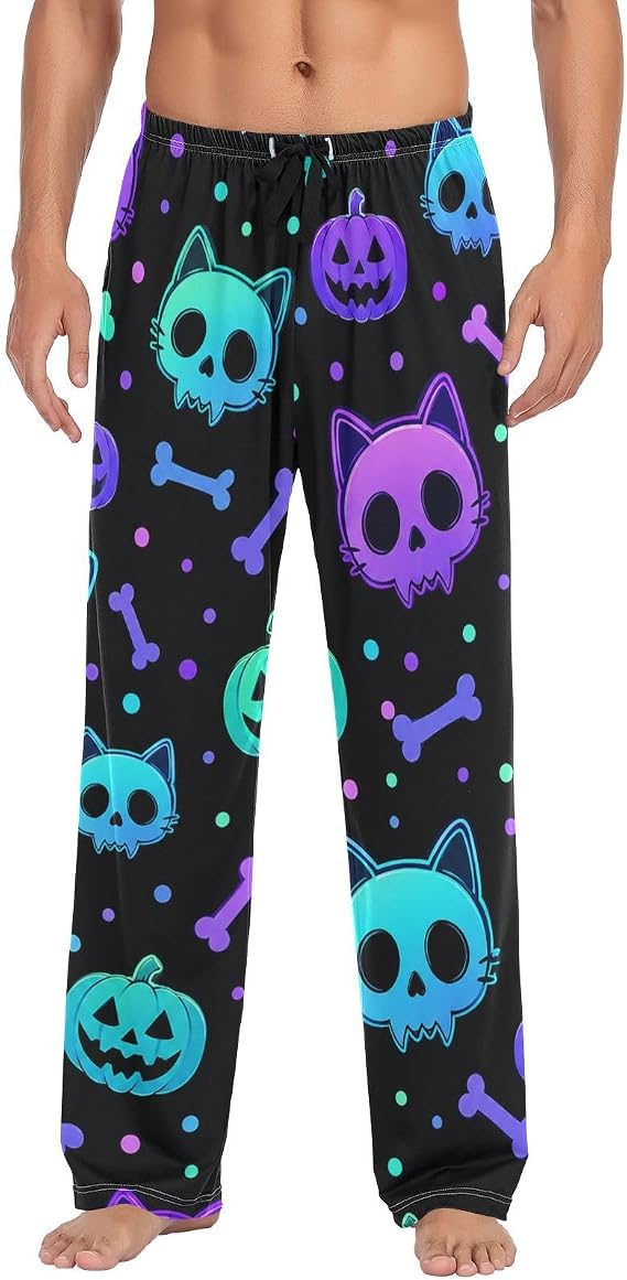 Men's Pajama Pants Straight-Fit PJ Bottoms - skull pajamas
