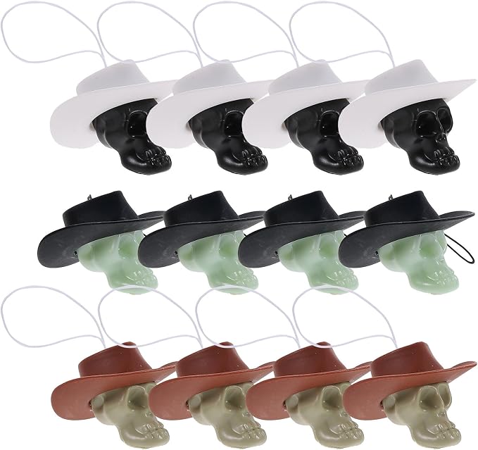 PRETYZOOM 12pcs Small Skull Decor Halloween Party Hanging Props for Desktop - string light