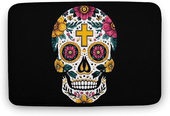 Mexican Sugar Skull Funny Door Mats Washable Shower Rug 15.7"x23.6" - skull carpet