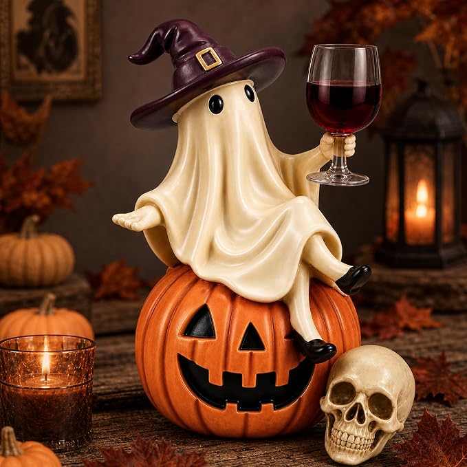 Halloween Ghost Figurine,Spooky Ghost Statue Ornament Decor - skull figurine