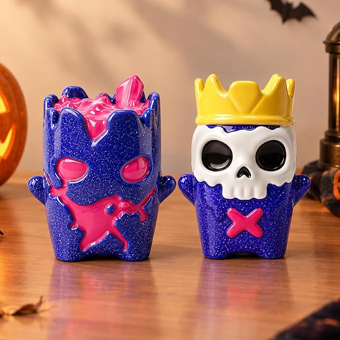2Pcs Halloween Ghost Statue, Cute Skull Figurine, Resin Halloween Decor - skull figurine
