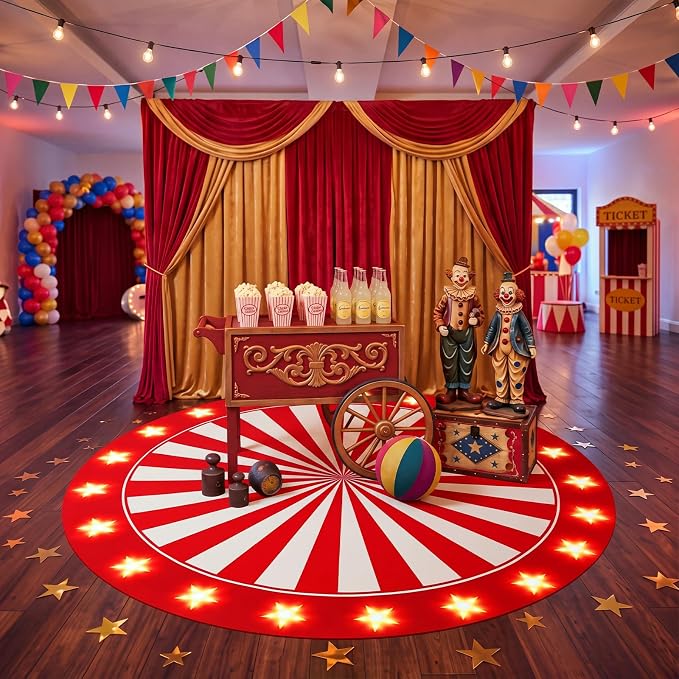 Carnival Circus Theme Party Decorations, 59in Large Round Rug Decor - skull carpet