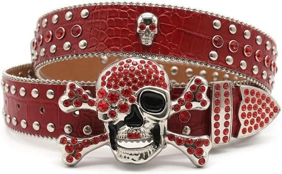 Rhinestone Skull Belt Men Women Skull Rhinestone Belt Studded Punk Y2k Belts Western Cowgirl Belts - skull wallet