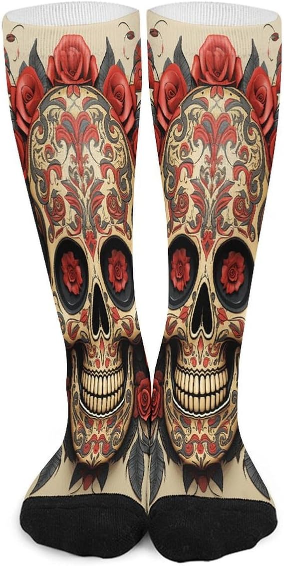 Breathable Compression Socks for Men Women Warm Soft Knee High Sock - sugar skull costume