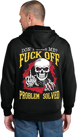 Mens Graphic Hoodies F Off Funny Rude Offensive Inappropriate Shirts Biker Hoodie Skull Hooded Sweatshirt Clothing Apparel - skull hoodie