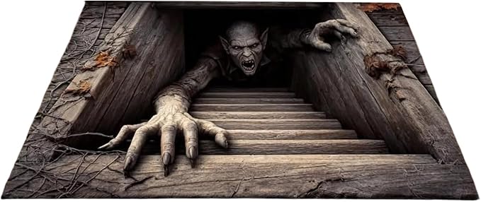 Halloween 3D Horror Doormat Monster Climbing Stairs Spooky Entrance Mat - skull door mat