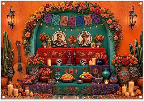Fabric 7x5ft Day of the Dead Sugar Skull Photography Backdrop - skull sticker