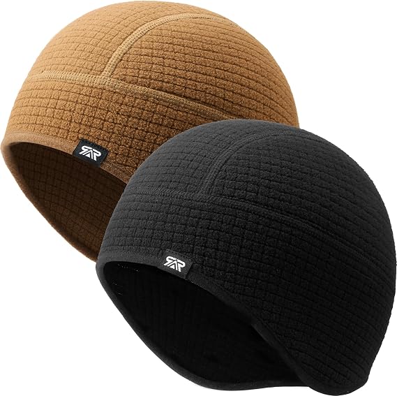 SUNMECI Winter Grid Fleece Skull Cap Thermal Helmet Liner for Men Women - skull helmet