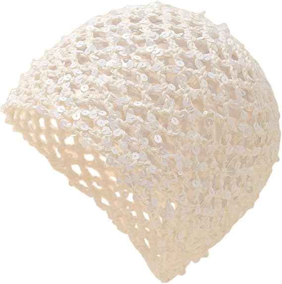 GGUHHU Summer Sequin Beanie for Women, Hollow Out Crochet Party Hat Y2K Beach Travel Casual Knit Skull Caps - skull hat