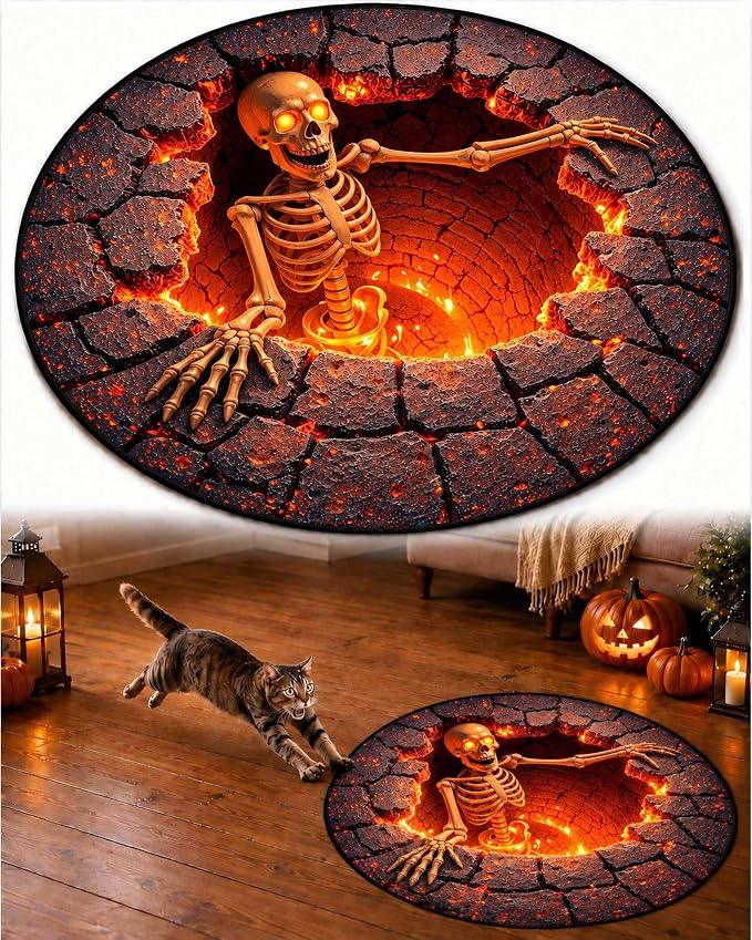 CZBZ Halloween Rug, 3D Vortex Optical Illusion Abyss Round Area Rug