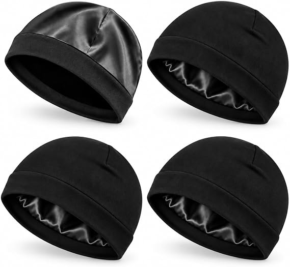 1/4/8 Pack Satin-Lined Skull Cap for Hair Protection Breathable - skull hoodie