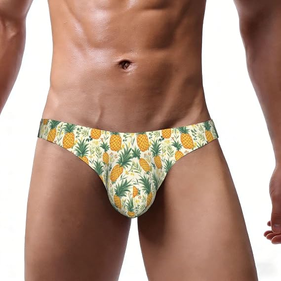 Men'S Bikini Briefs Low Rise Underwear-Ripe Pineapples - skull swimsuit