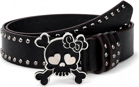 Y2K Skull Studded Belt for Women, Punk Goth Adjustable Waist Belt - skull wallet
