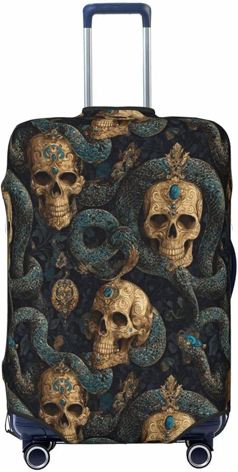 Luggage Covers Suitcase Travel Baggage Covers-Skulls Snakes - skull suitcase