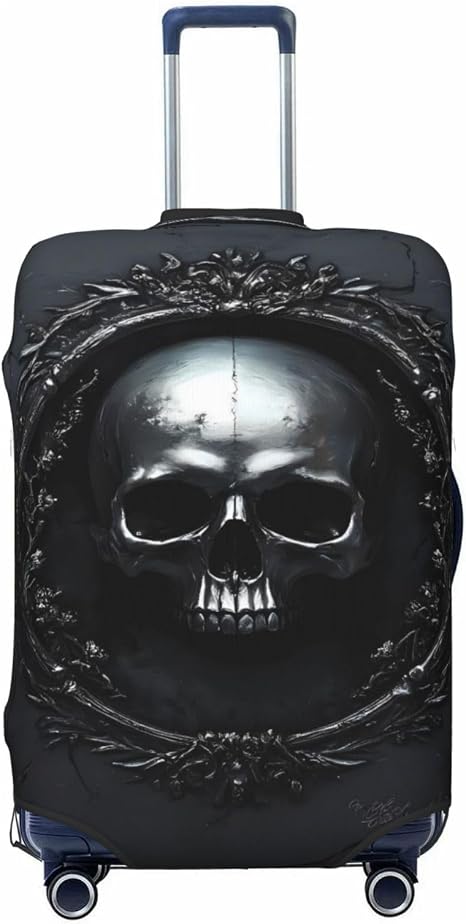 Luggage Covers Suitcase Travel Baggage Covers-Ornate Dark Skull Book - skull suitcase
