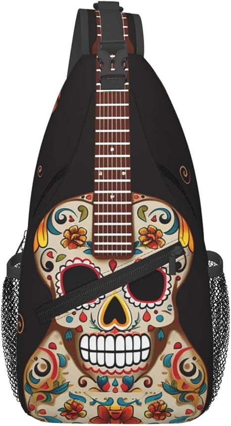 Guitar Pepper Sugar Skull Sling Bag for Men Women Crossbody Bag - skull backpack