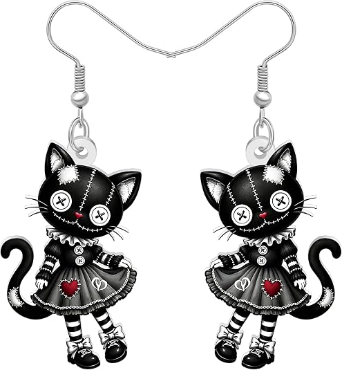 Acrylic Spooky Day of the Dead Creepy Doll Dangle Earrings Halloween Gifts for Women, Novelty Sugar Skull Witch Voodoo Dolls Design, Gothic Mexican Holiday Costumes Jewelry Accessories - sugar skull costume