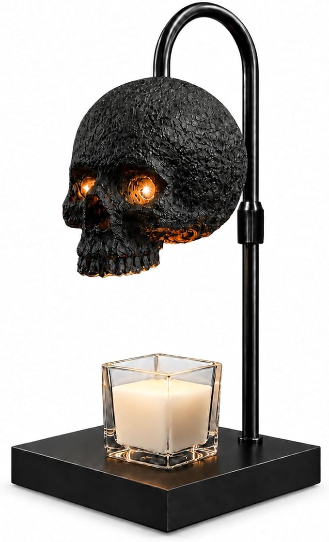 Skull Candle Warmer Lamp, Halloween Candle Warmer Lamp with Timer & Dimmer - skull candle