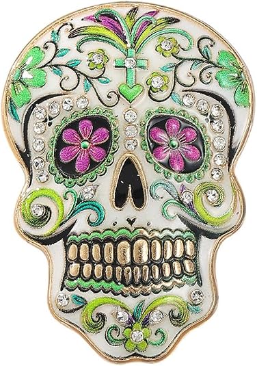 MALOYANVE Day of the Dead Pin Sugar Skull Brooch - skull backpack