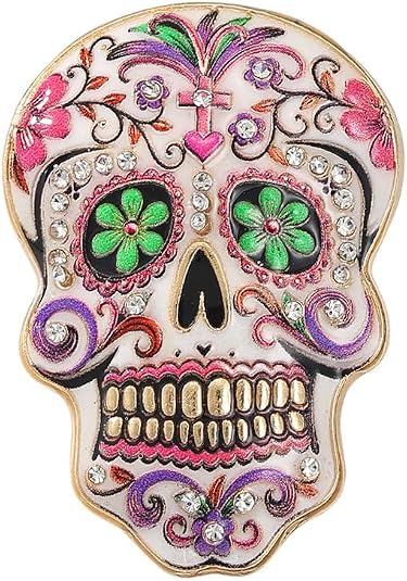 MALOYANVE Day of the Dead Pin Sugar Skull Brooch - sugar skull costume