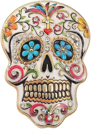 MALOYANVE Day of the Dead Pin Sugar Skull Brooch - skull backpack