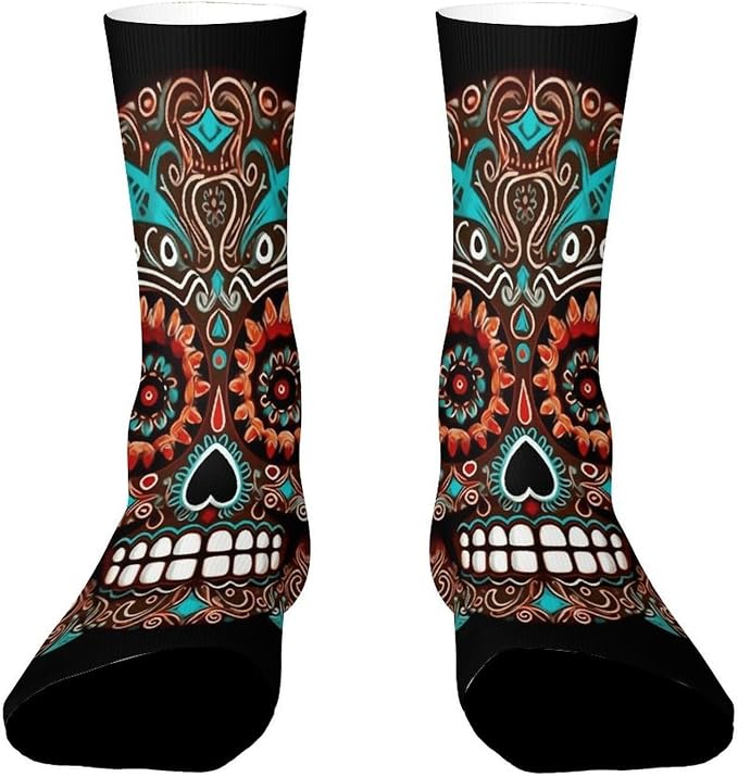 Sugar Skulls Day of The Dead Crew Sock High Stocking Grippy Socks - sugar skull costume