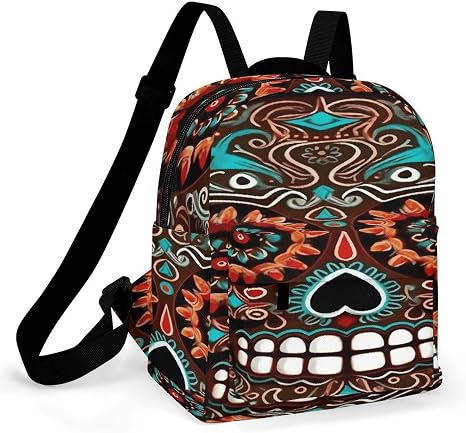 Sugar Skulls Day of The Dead Casual Daypack Personal Item Bag Backpack - skull backpack