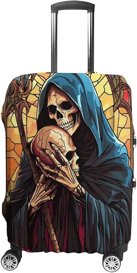 Grim Reaper with A Skull Washable Luggage Cover 19-32 Inch - skull suitcase