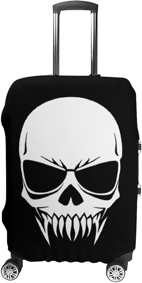 Skull with Long Teeth Washable Luggage Cover 19-32 Inch - skull suitcase