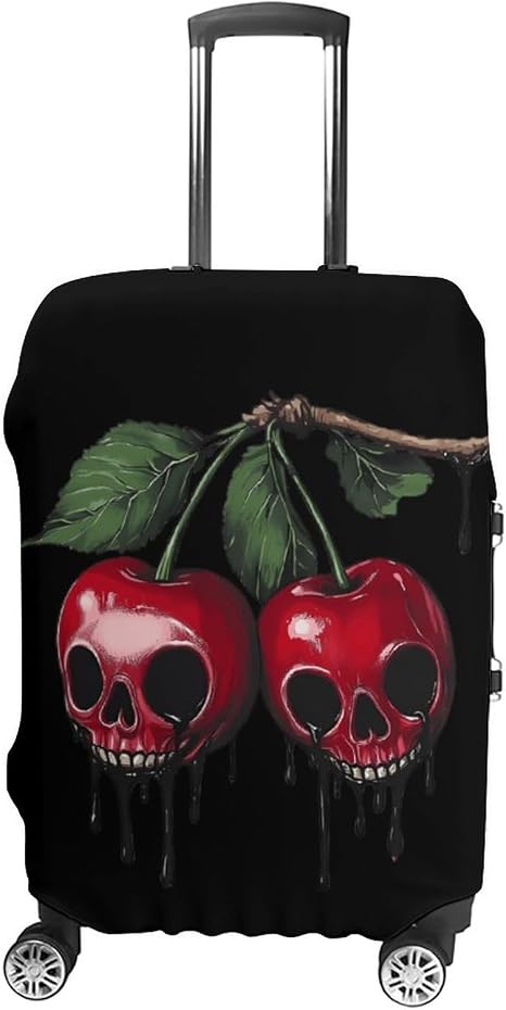 Cherry1 with Skull Blood Dripping Washable Luggage Cover 19-32 Inch - skull suitcase