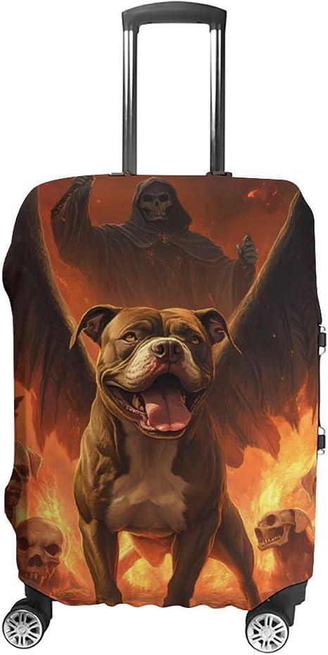 Skull Grim Reaper Pitbull Suitcase Covers for Luggage Carry On Cover Travel Accessories Fit 19-32 Inch - skull suitcase