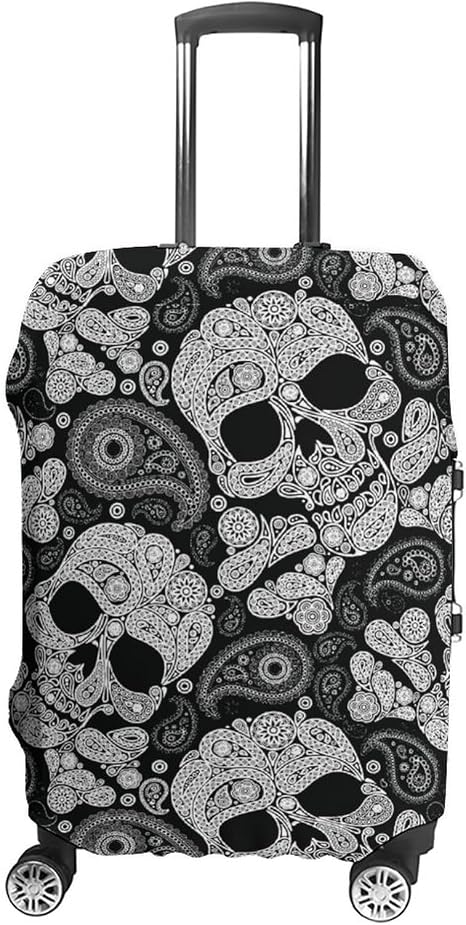 Skull And Paisley Suitcase Covers for Luggage Carry On Cover Travel Accessories Fit 19-32 Inch - skull suitcase