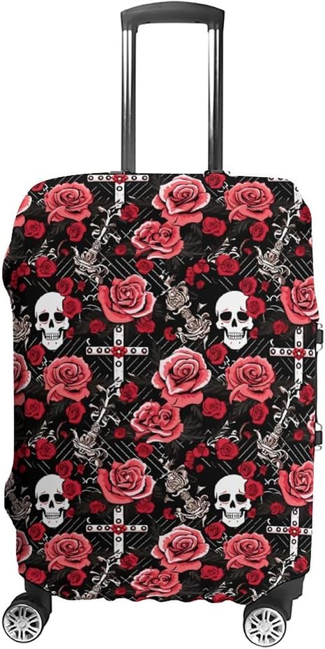 Goth Gothic Skull Roses Suitcase Covers for Luggage Carry On Cover Travel Accessories Fit 19-32 Inch - skull suitcase