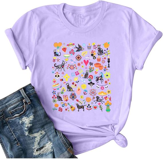 Day of The Dead Shirts Women Mexican Dia De Los Muertos T-Shirt - skull painting