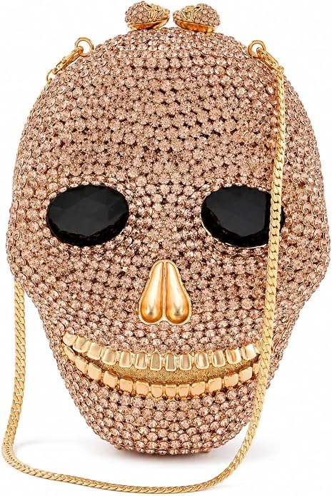 Halloween Skull Crystal Rhinestone Evening Handbag - sugar skull handbags for sale