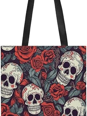 Sugar Skulls And Red Roses Tote Bag Crossbody Bag Handbags