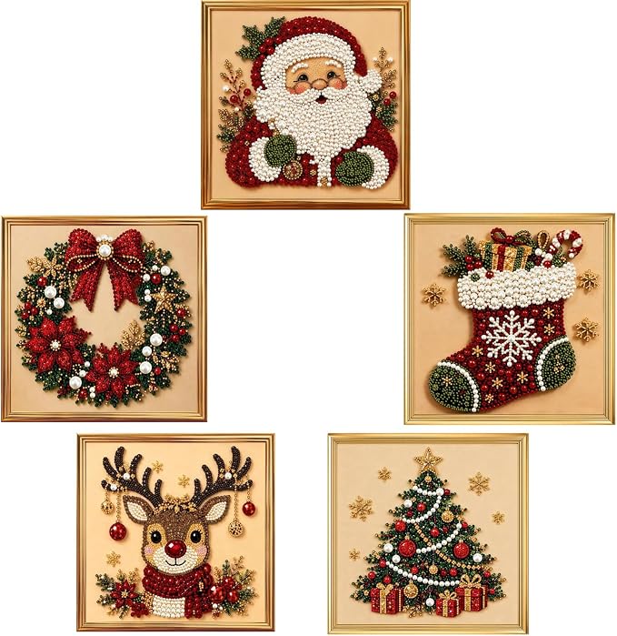 12x12 Large Christmas Pearl Diamond Painting Art Kit Set of 5 with Frame - skull painting