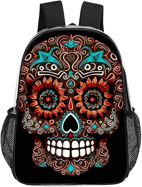 Sugar Skulls Day of The Dead Clear Backpack Transparent Backpack - skull backpack