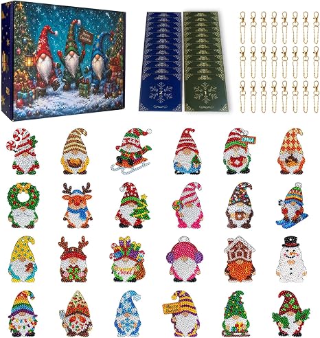 24 Pcs Diamond Art Painting Advent Calendar 2026 Kit, Christmas Genome - skull painting