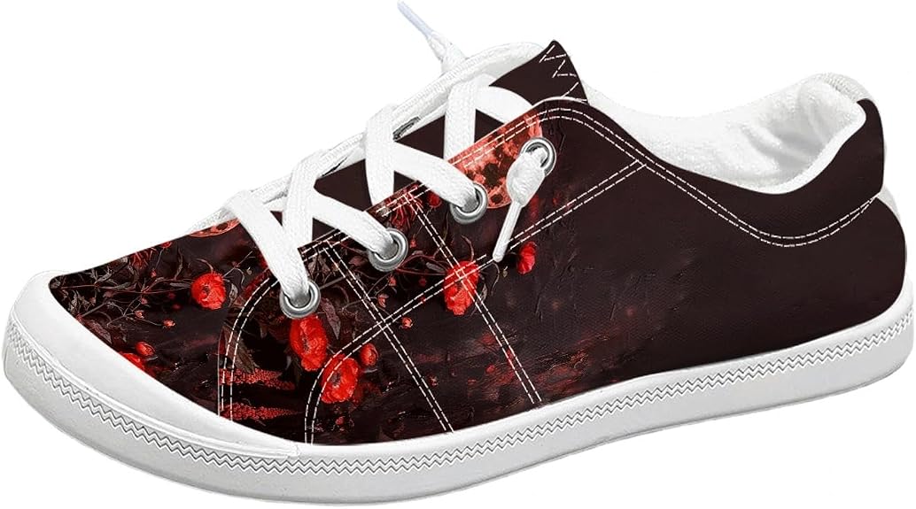 Dark Style Skull Rose Low‑Top Board Shoes - sugar skull boots