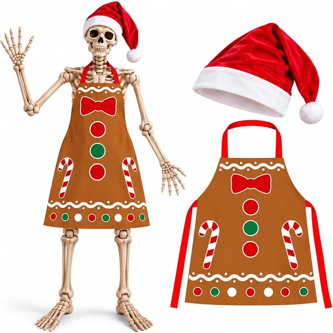 2 Pcs 12 Foot Skeleton Outfits, Gingerbread Christmas Accessories Set - skeleton