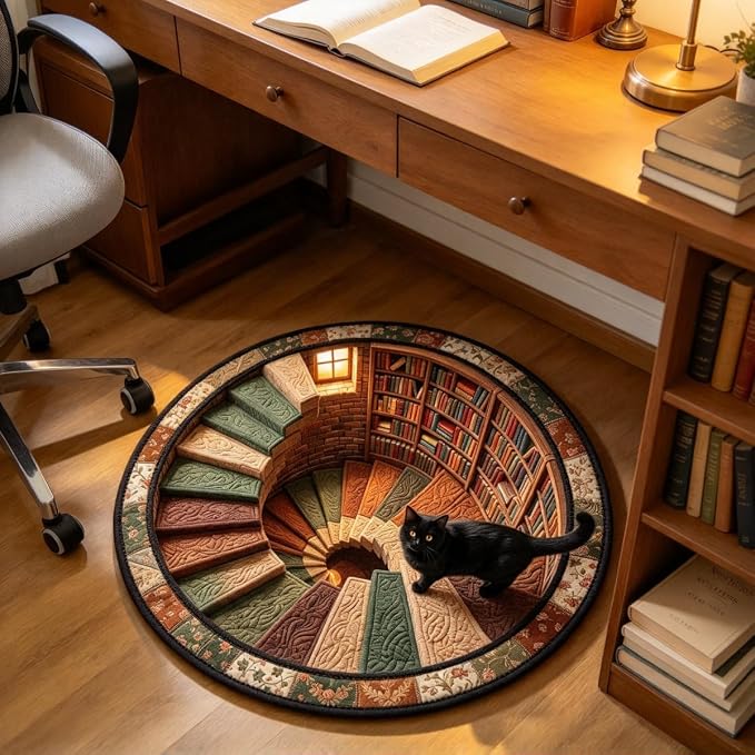 3D Optical Illusion Round Area Rug Washable Fall Decor Thin Rugs - skull carpet