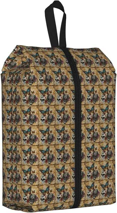 Sugar Skulls Butterfly Print Men Women Travel Shoe Storage Bag Waterproof Pouch Lightweight Home Camping - sugar skull boots