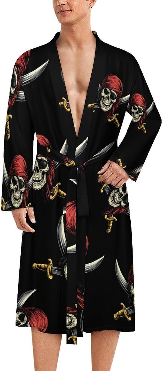 Piratees Skull Mens Robe Soft Loungewear Bathrobe 2XL - skull pajamas