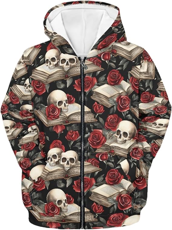 Girl Hoodie Hooded Zip Up Sweatshirt Cute Hoodie Jacket For Girl - skull sweatshirts